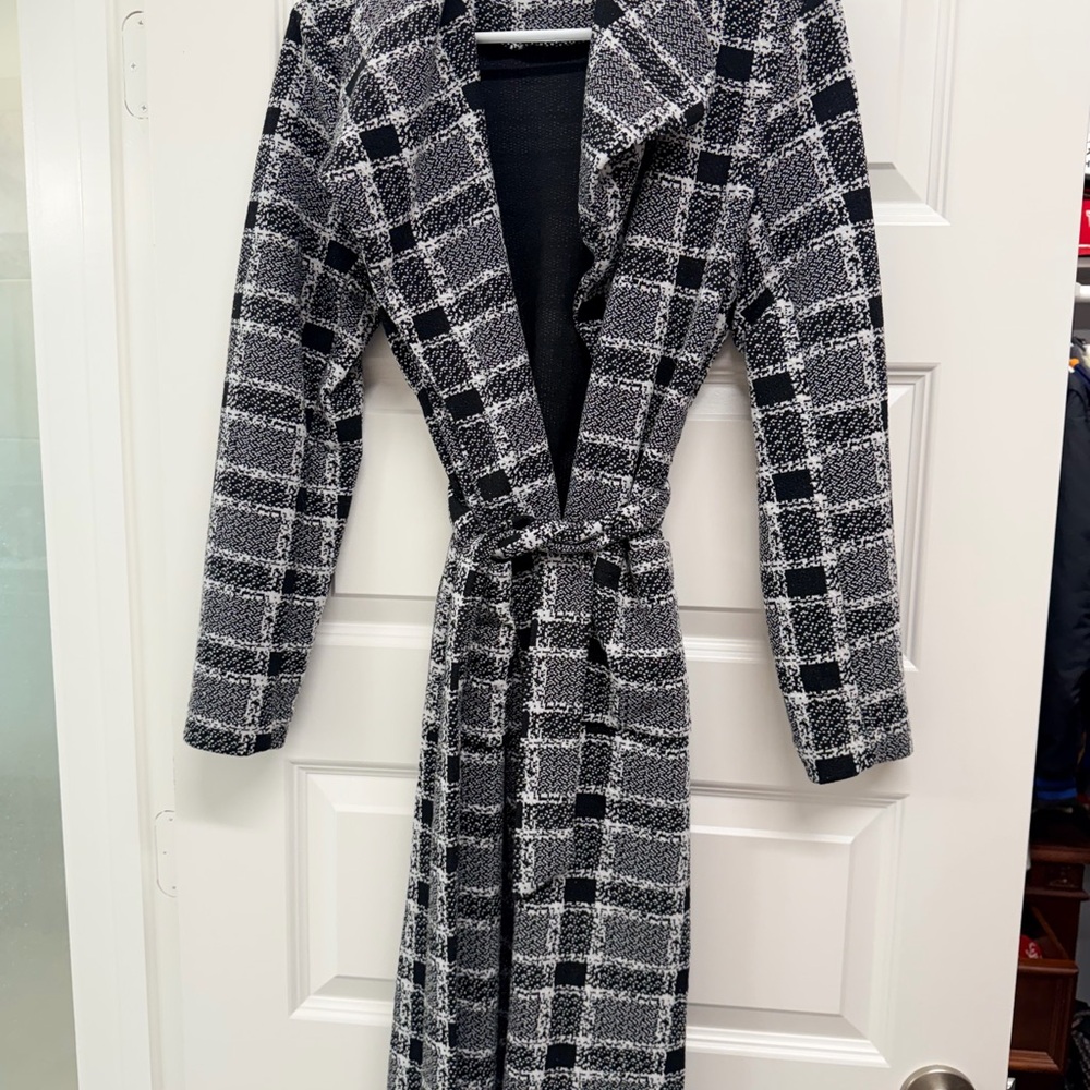 Stella Luce Black and White Plaid Coat